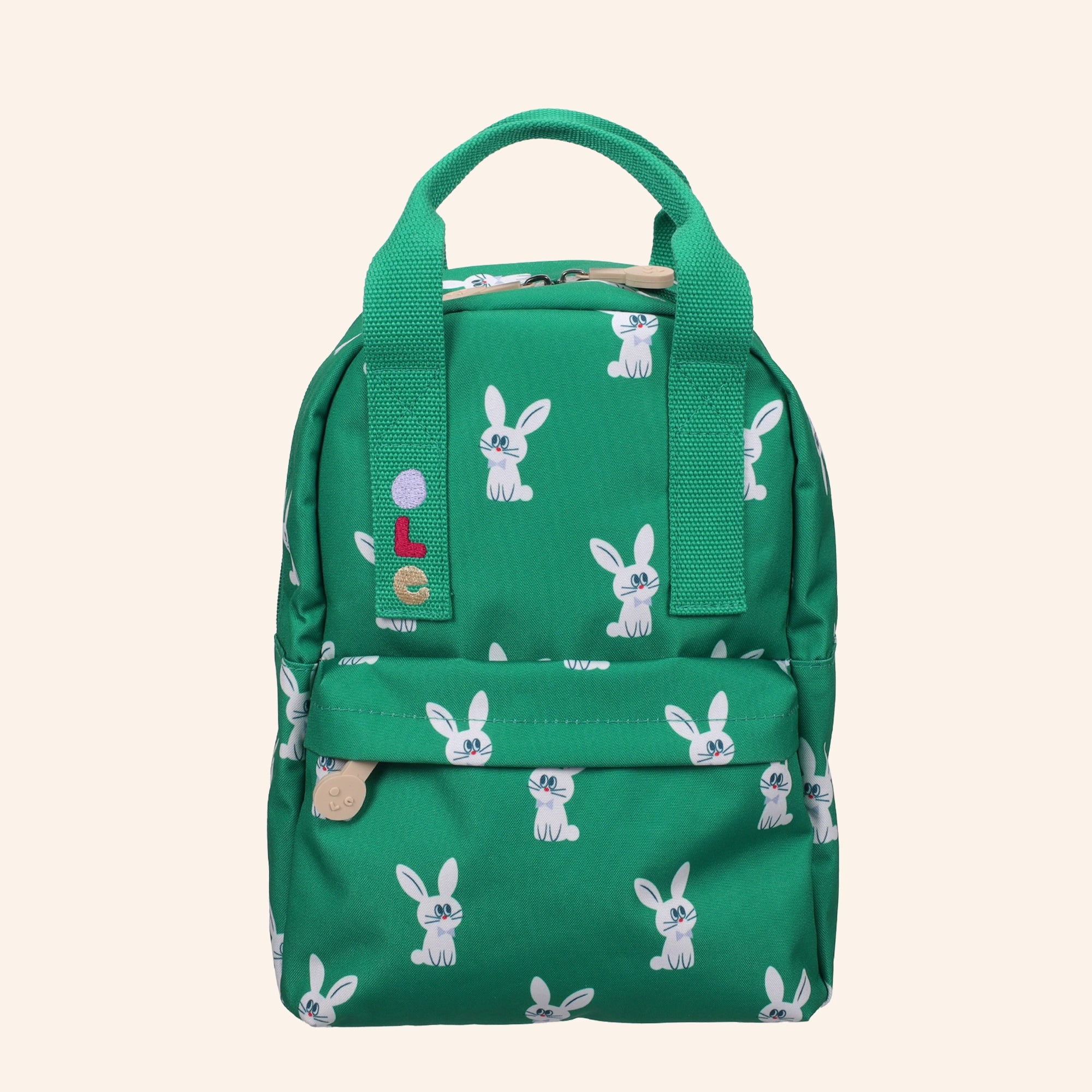 Groene rugzak van OLE met konijnenprint