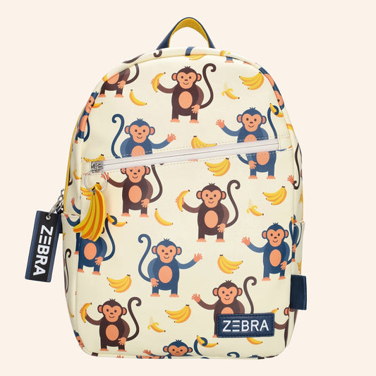 ZEBRA kinderrugzak met speelse aapjesprint.