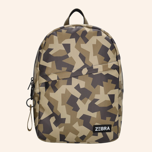 ZEBRA kinderrugzak met camouflageprint in groen- en bruintinten.