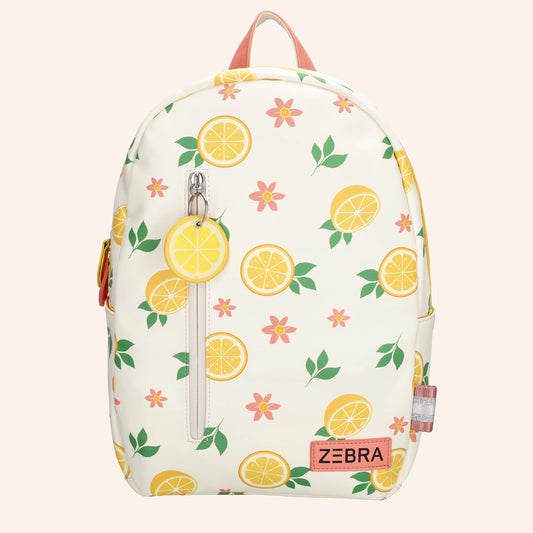ZEBRA kinderrugzak met citroenenprint in geel en groen.