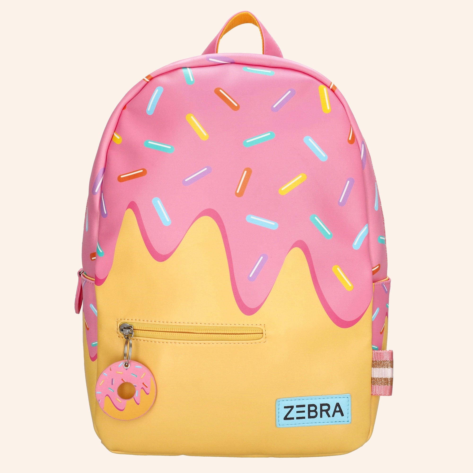 ZEBRA kinderrugzak met roze donutprint.