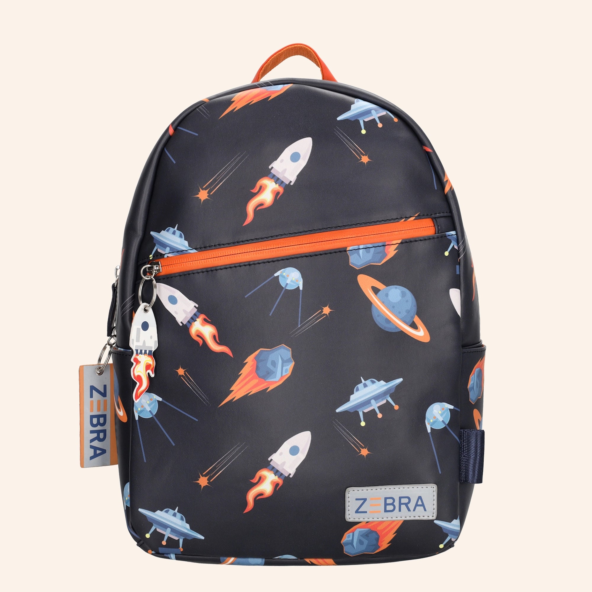 ZEBRA rugzak met ruimtevaartprint van raketten, planeten en UFO’s