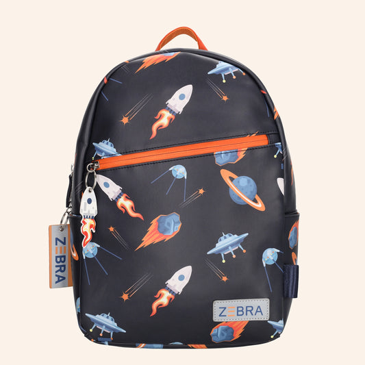ZEBRA rugzak met ruimtevaartprint van raketten, planeten en UFO’s