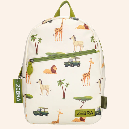 ZEBRA kinderrugzak met wilde dieren print.