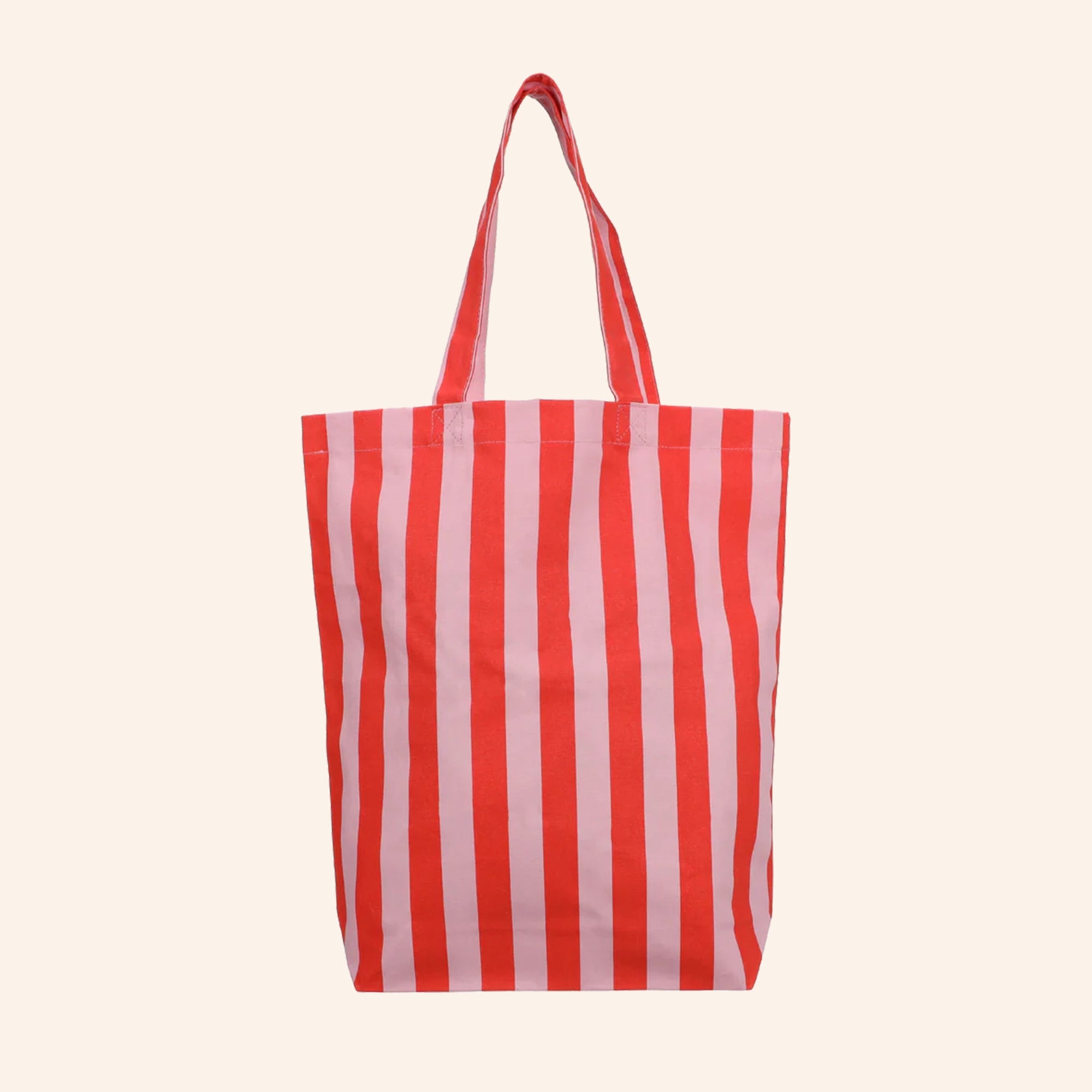 Canvas tas | Roze met rood gestreept