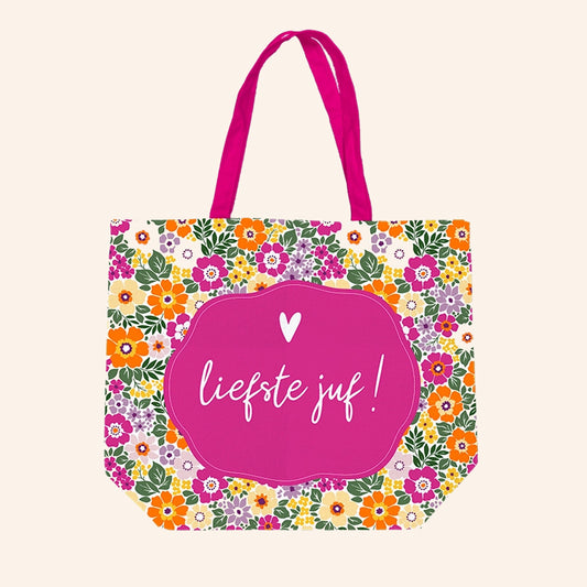 Canvas tas | Liefste juf – Bloemen
