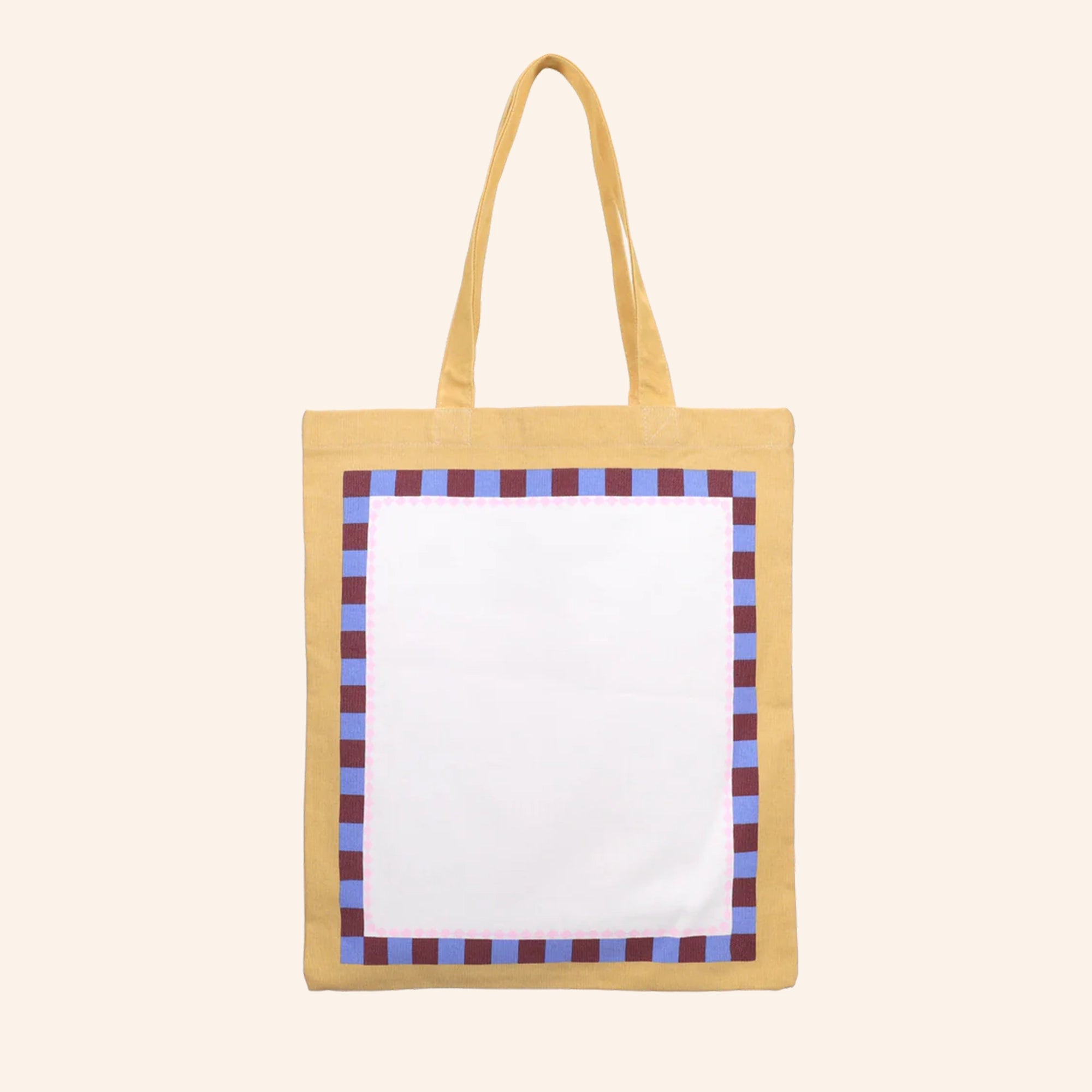Canvas tas met speciaal borduurvlak blauw bruin