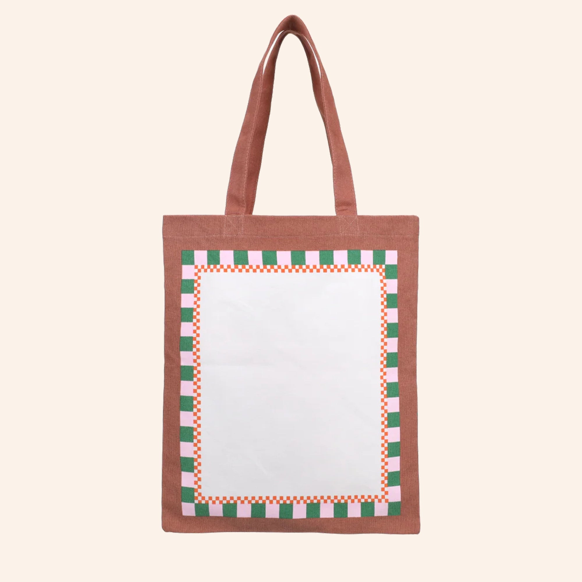 Canvas tas met speciaal borduurvlak roze groen