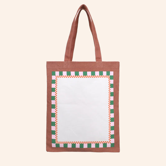 Canvas tas met speciaal borduurvlak roze groen