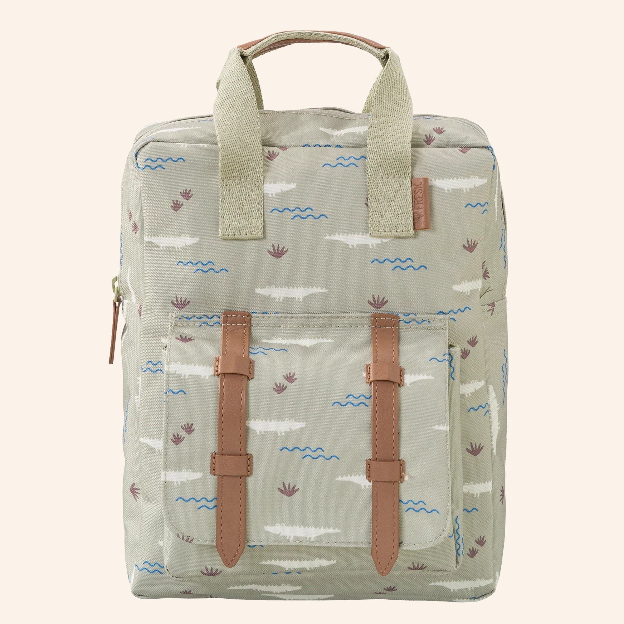 Groene rugzak van Fresk met krokodillenprint