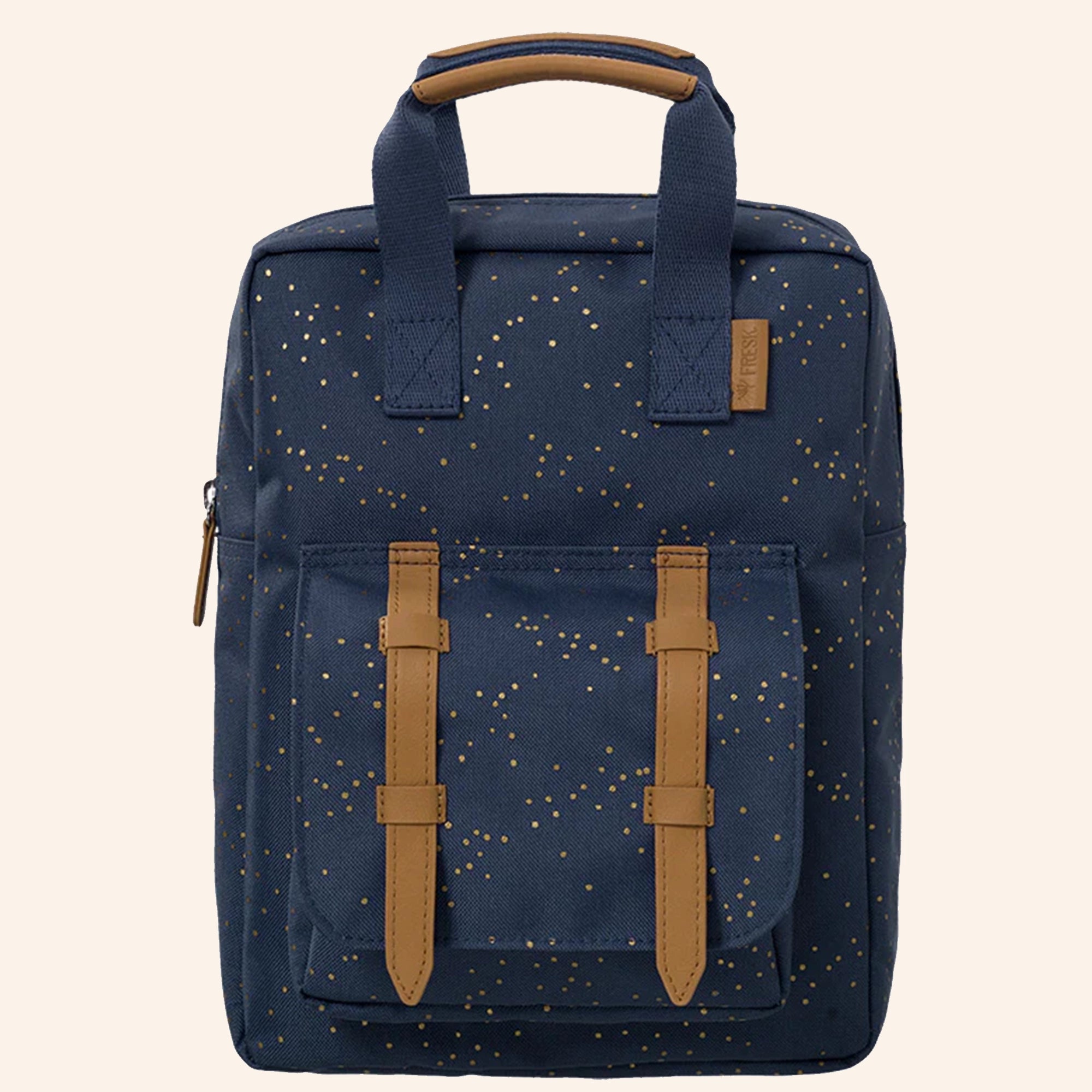 Donkerblauwe Fresk kinderrugzak met gouden stippenprint