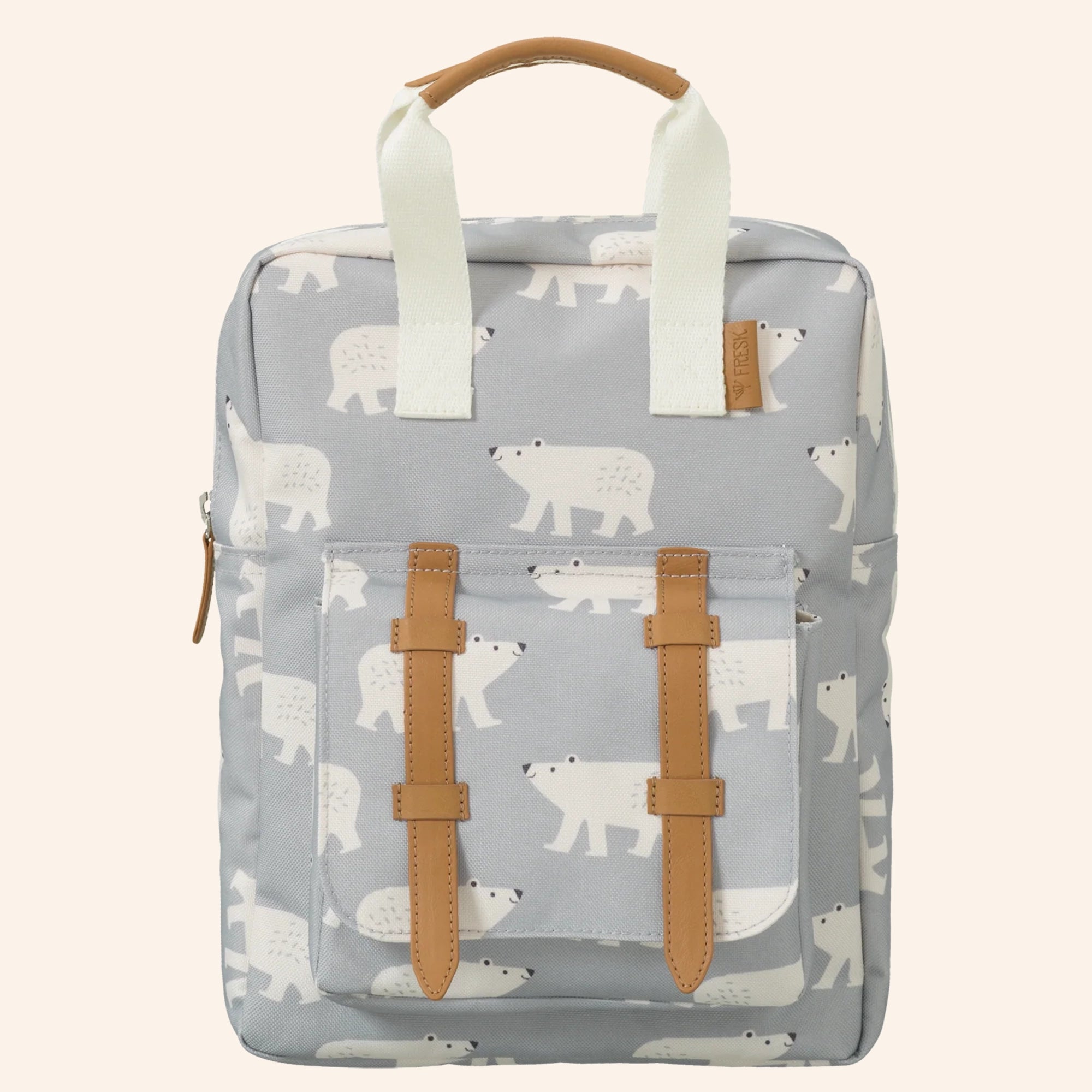 Fresk kinderrugzak met ijsberenprint in lichtblauw/grijs.