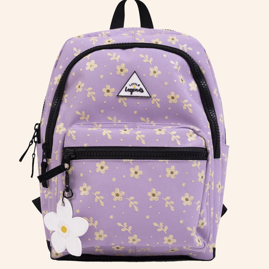 Little Legends kinderrugzak in lila met bloemenprint.