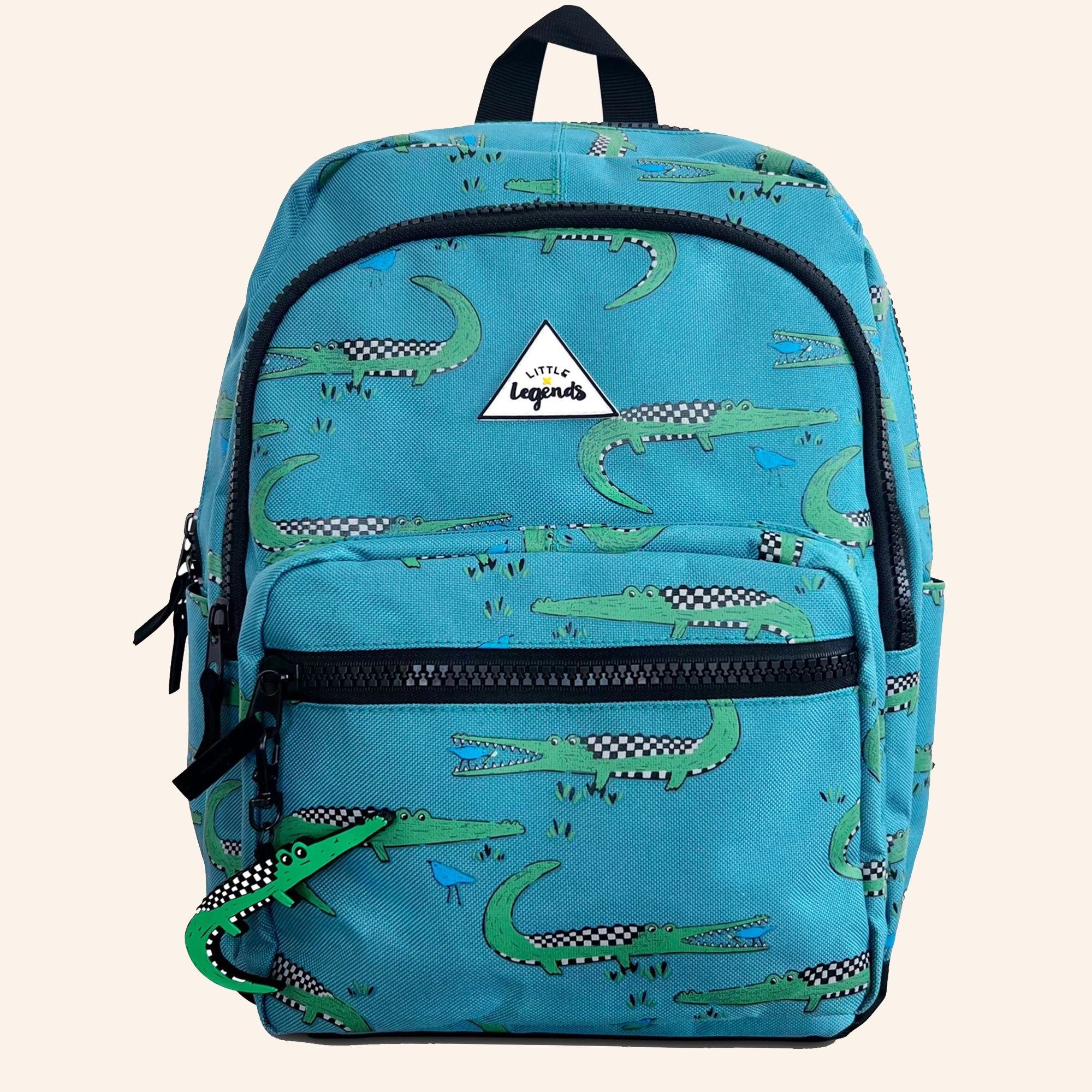 Little Legends kinderrugzak met krokodillenprint in groen en blauw.