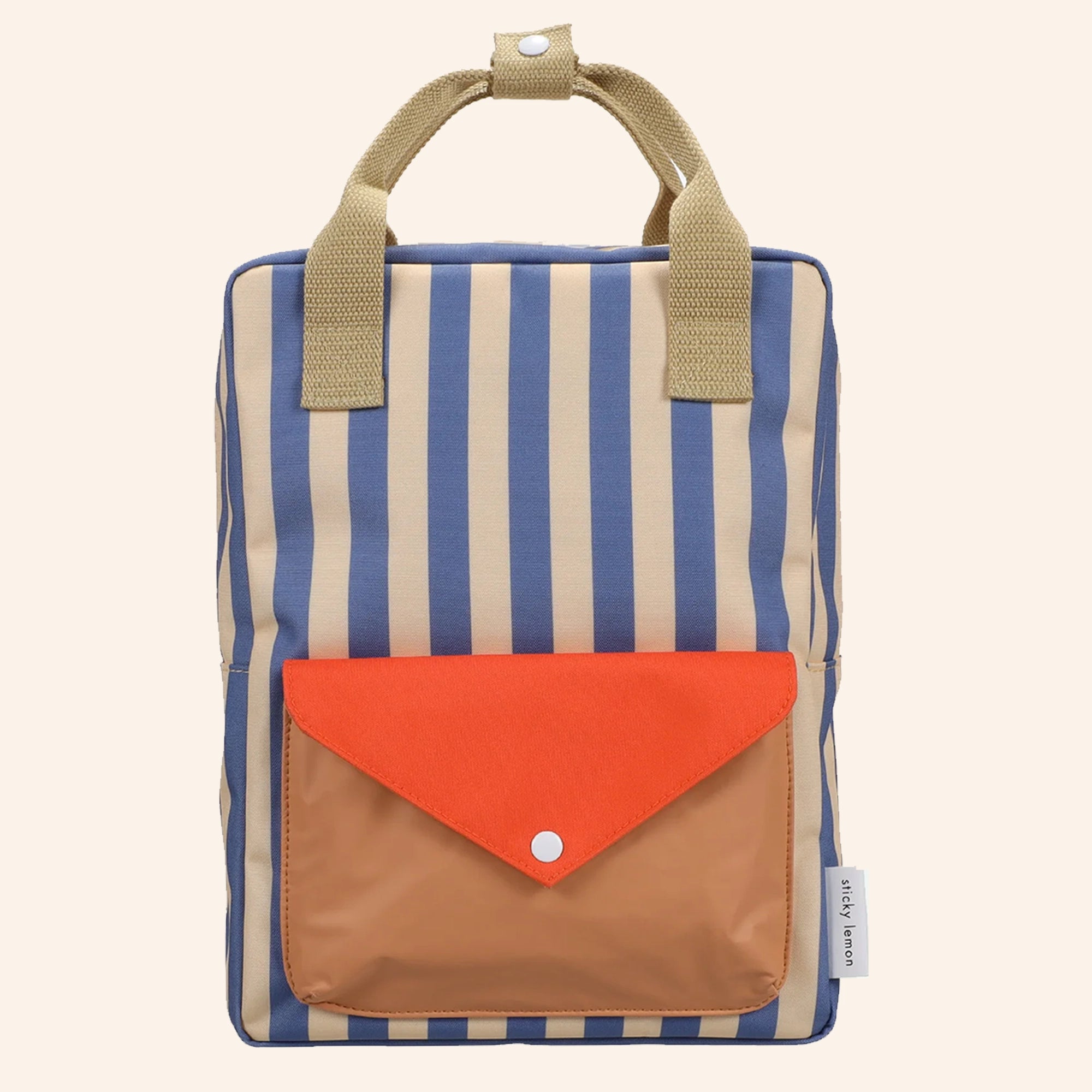 Sticky Lemon rugzak - Medium - Envelope - Stripes - Blue Whale + Sandy Yellow