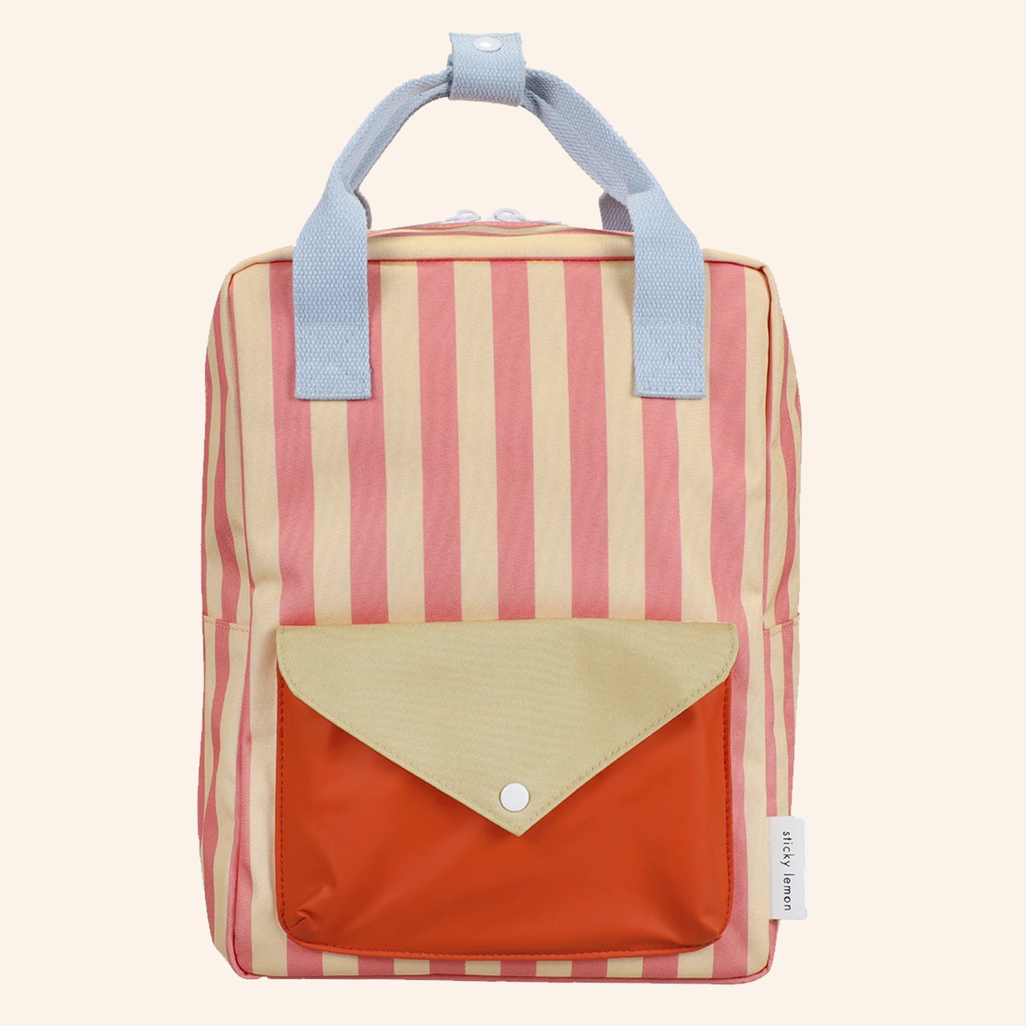 Sticky Lemon rugzak - Medium - Envelope - Stripes - Coral Pink + Sandy Yellow