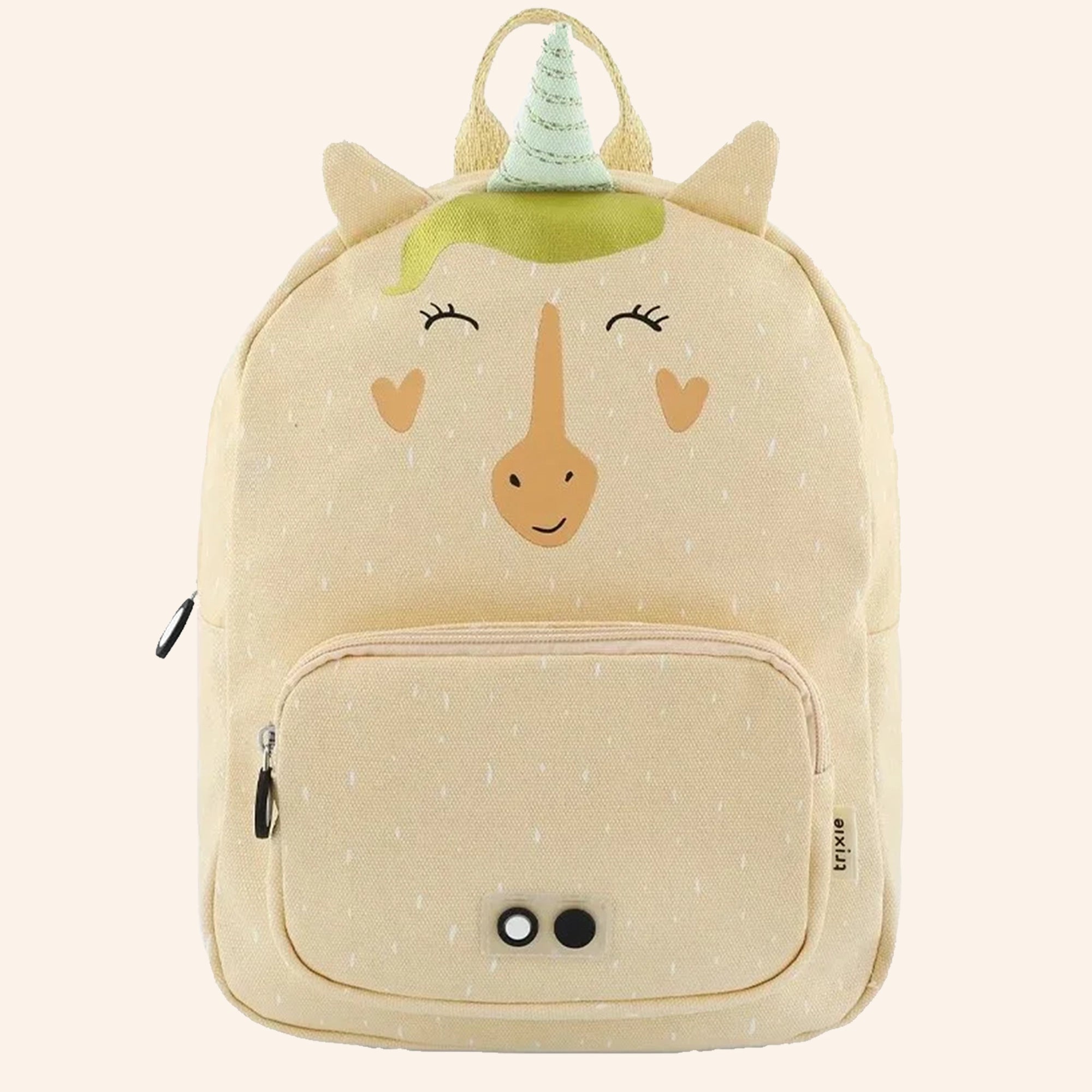 Trixie kinderrugzak in de vorm van een eenhoorn in zachte pastelkleuren.