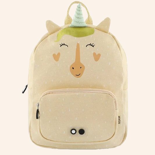 Trixie kinderrugzak in de vorm van een eenhoorn in zachte pastelkleuren.