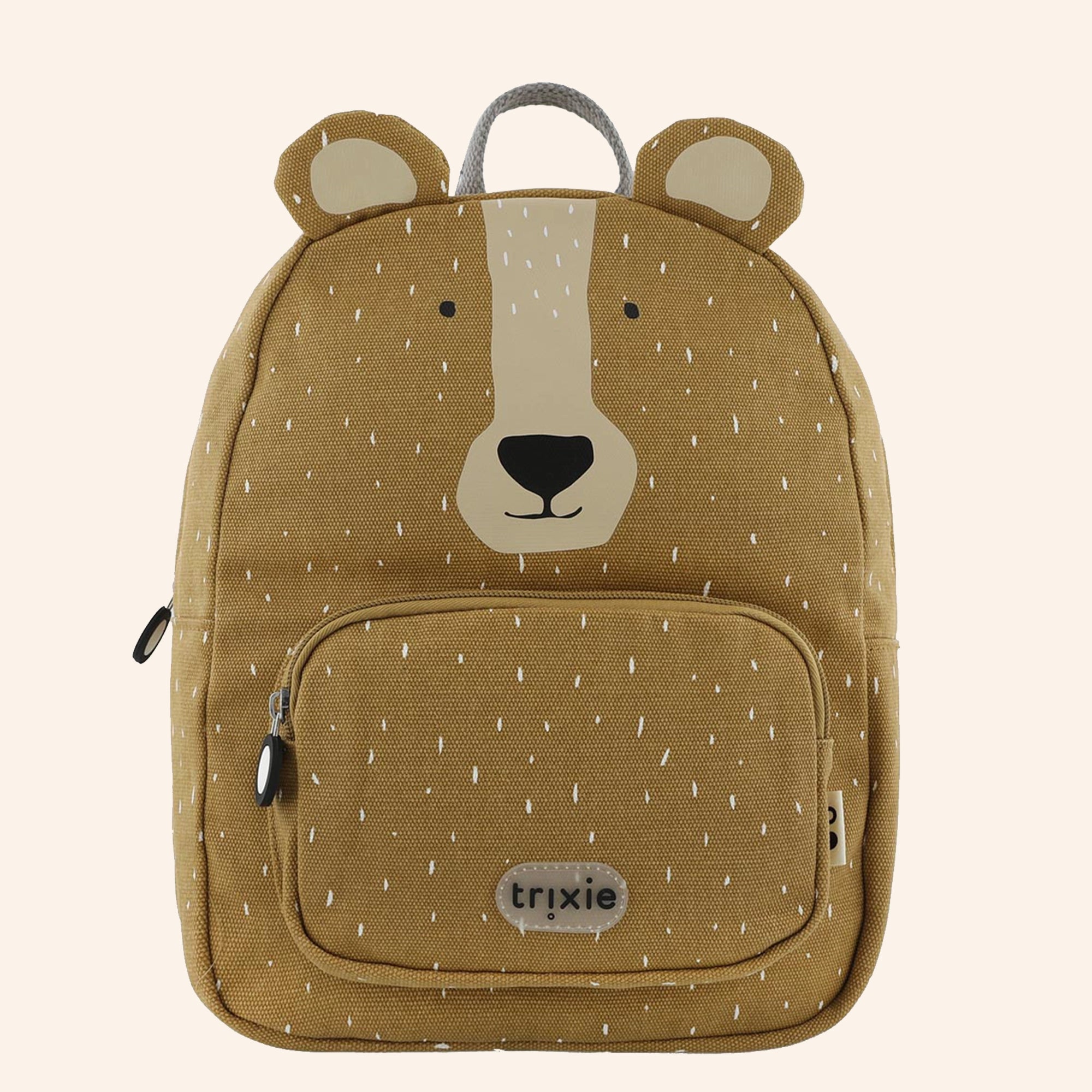 Bruine rugzak van Trixie in de vorm van een beer - ook wel Mr Bear genoemd.